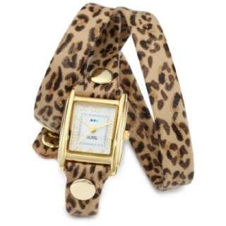 La Mer Collections Womens LMSTW6002 Leopard Gold Triple Wrap Watch 