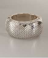 Bottega Veneta silver intrecciato hinged large bangle style# 317470501