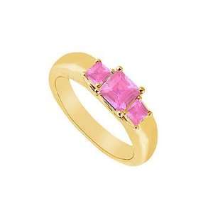  Three Stone Pink Sapphire Ring  14K Yellow Gold   0.25 CT 