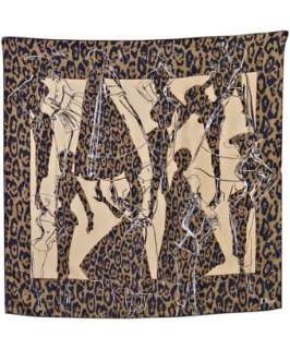 Christian Dior brown leopard print silk Grace scarf   up to 