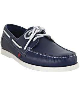 Gucci dark blue leather boat shoes   