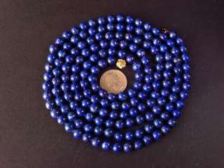 Necklace 60 Lapis Lazuli 8mm Round Beads 14K  
