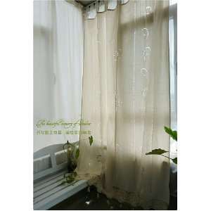   Lace Decorated Off White Large Cotton Curtain Panel