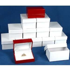 12 Double Ring Gift Boxes Wide Red Leather Case Display  