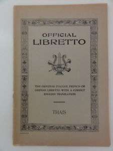1907 OPERA LIBRETTO THAIS TRANSLATION BOOK MASSENET  