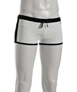 Dolce & Gabbana white nylon contrast swim trunks   