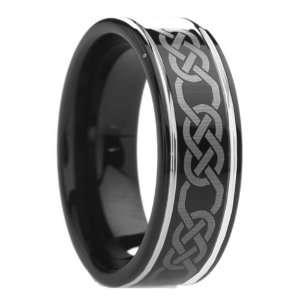  8 mm Mens Black Tungsten Carbide Rings Wedding Bands with 