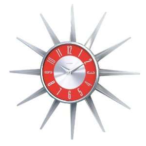  Striking Metal Sunburst Wall Clock Ruby red 16inches 