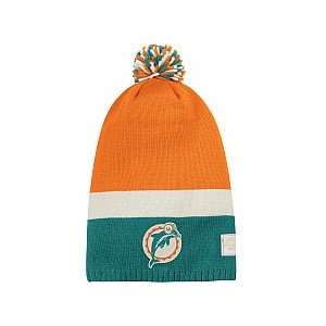  Miami Dolphins Cuffless Long Knit with Pom Hat By Reebok 