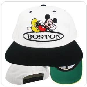 MLB Mickey Mouse Boston white black vintage snapback baseball hat cap 