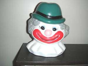 Large Old Chalkware Hand Painted Clown Piggy Bank  