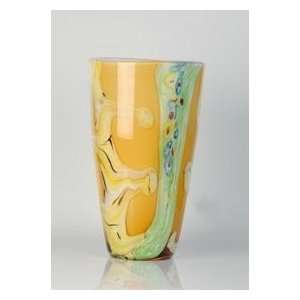 Murano Glass Yellow Vase Wonderful 100% Hand Blown Art X102
