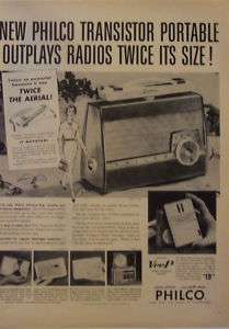 1958 Philco Transistor Portable Radio Vintage Print/Ad  
