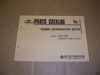 c629) Wisconsin Robin Parts Manual LG 102 Generator  