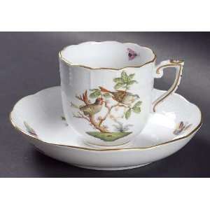 Herend Rothschild Bird (Ro) Chocolate Cup & Saucer Set, Fine China 