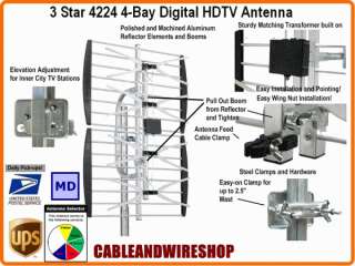 Star 4224 4 Bay HDTV UHF Digital Easy Install Hi Tech TV Antenna