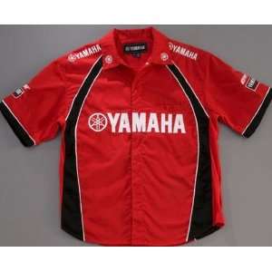  Yamaha Mens Red Pit Shirt. Embroidery. Contrast Piping 
