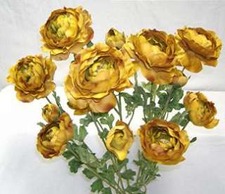 GOLD Ranunculus Wedding Bouquet Silk Flower like Roses  