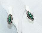 Vintage Green Jade & Sterling screw back Earrings  