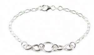 Ster. Silver Cable Chain Double Infinity Knot Bracelet  