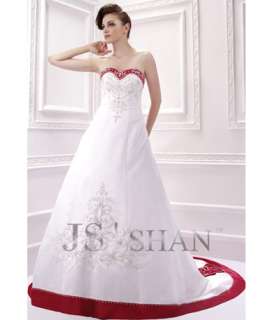 Jsshan Embroidery Satin Strapless Bridal Gown Wedding Dress,All Size 