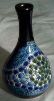 Hand Paint Cuenca Ecuador Cobalt Blue Mosaic Tile Vase  