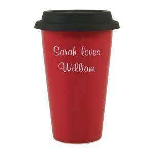    Red Porcelain Coffee Cup with Silicone Lid