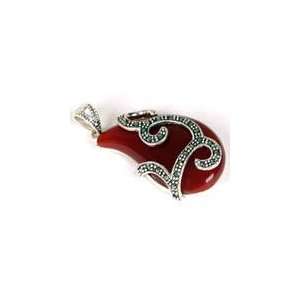   Red Agate Stone 925 Sterling Silver Pendent Water Drop Sp040 Jewelry