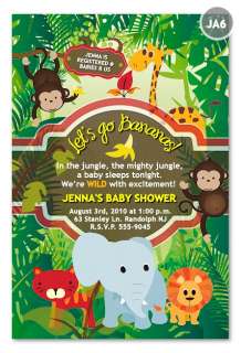 20 Customized PHOTO Rainforest Zoo Monkey Jungle Baby Shower 