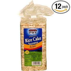 Paskesz Rice Cake Thin Square Plain, 4.9 Ounce Packages (Pack of 12)