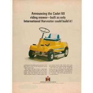 1968 IH International Harvester Cadet 60 Riding Mower Print Ad (17259)