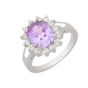  Royal Family Diana Engagement Inspired Ring with Lavender 