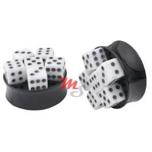  Resin 3D Dice Double Flared Plugs Saddles PAIR 10mm 00g Jewelry
