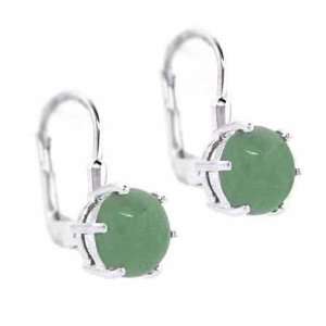   Set Round Genuine Green Jade LeverBack Lever Back Earrings Jewelry