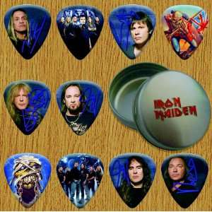   Maiden Signed Autographed 10 Guitar Picks Tin Set 
