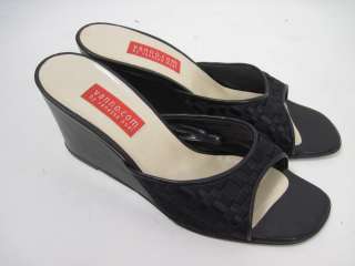 VANESSA NOEL Black Woven Wedges Shoes Size 7.5  