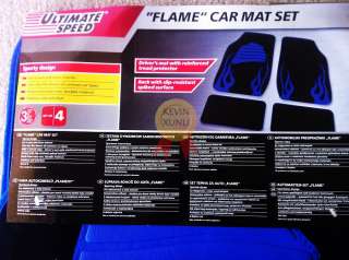 Front&Rear Flame Car Floor Mats Truck,SUV,Sedan Blue  