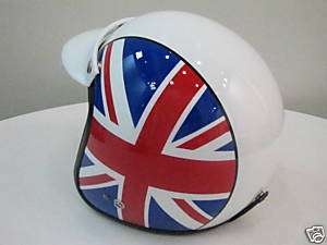 Vintage Vespa Scooter Motorcycle Helmet UK flag DOT  