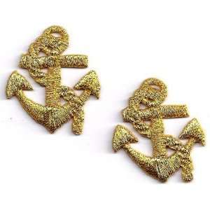   /Anchor & Rope in Gold Metallic(2) Embroidered Iron On Applique Beach