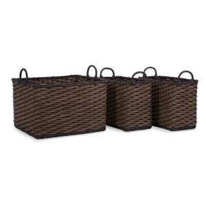   Set of 3 Open Style Tight Weave Rattan Storage Baskets