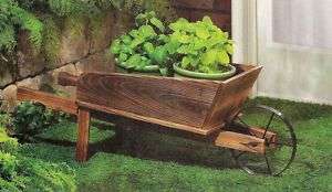 WOOD WHEELBARROW country cart Flower garden pot Planter  