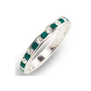   Band Emerald Swarovski Crystal Ring, Sterling Silver .925 Jewelry