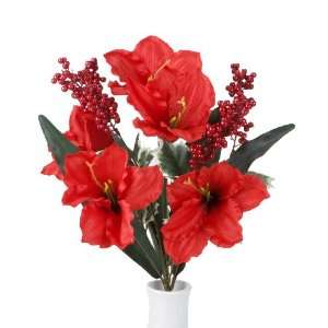  Holiday Inspirations 18 Inch Red Poinsettia & Amaryllis 
