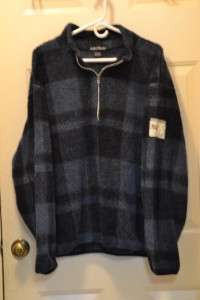 NAUTICA JACKET Fleece Blue & Black Plaid Pullover (size Med)  
