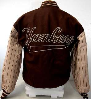 Yankees Brown Reversible Letter Type Jacket with Tan Brown Elastic 