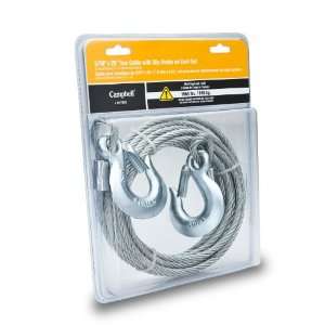Campbell 5977920 Uncoated Tow Cable with Slip Hooks on Each End in 