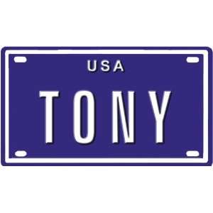 TONY USA MINI METAL EMBOSSED LICENSE PLATE NAME FOR BIKES, TRICYCLES 
