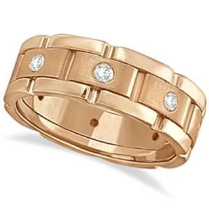  Mens Wide Band Diamond Eternity Wedding Ring 18kt Rose Gold 